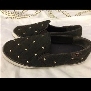 Tory Burch Green Studded Slip on